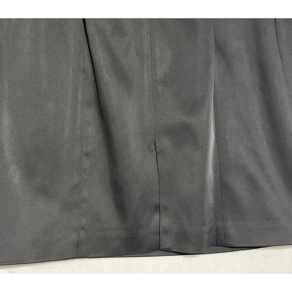 Kay Unger Sheath Dress 4 Black Satin V Neck Shawl Collar Ruched Cocktail Formal - Picture 6 of 14